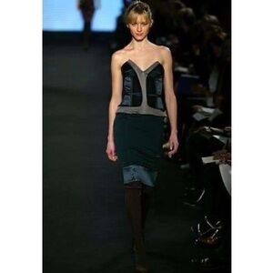 Vintage Stella McCartney 2003 Runway Strapless green Corset Dress size 4